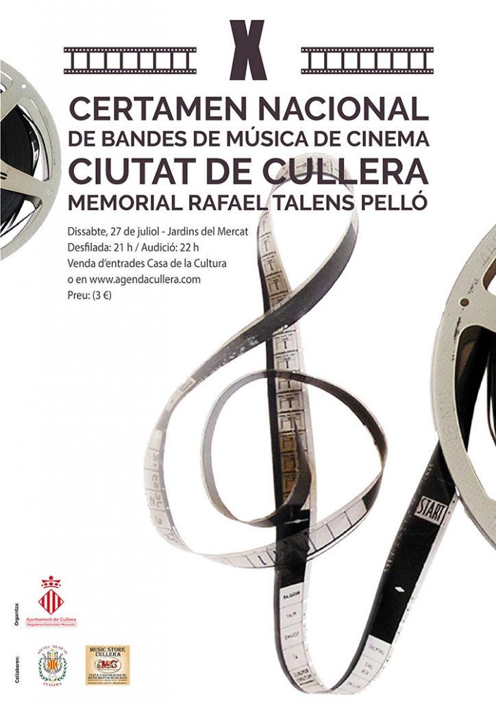 Cartel del X Certamen Nacional de Bandas de Música de Cine 'Ciutat de Cullera' Memorial Rafael Talens Pelló