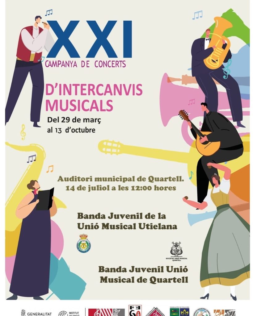cartel concierto intercambio unión musical utielana